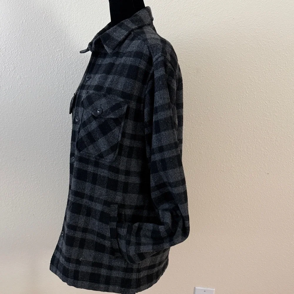 Men’s Theory Black & Gray Plaid Wool Jacket Shirt - Picture 7 of 14